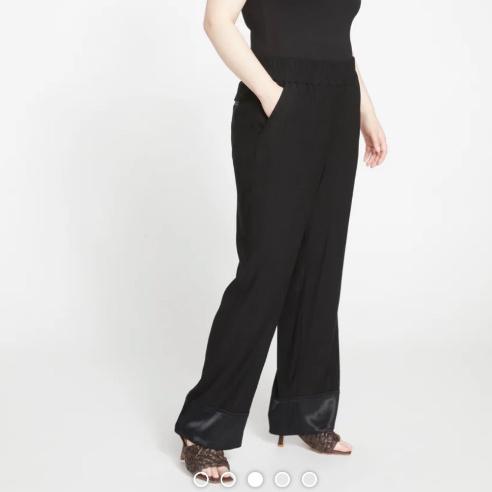 Universal Standard Soiree Double Luxe Pull-On Pants lined wide leg trousers S